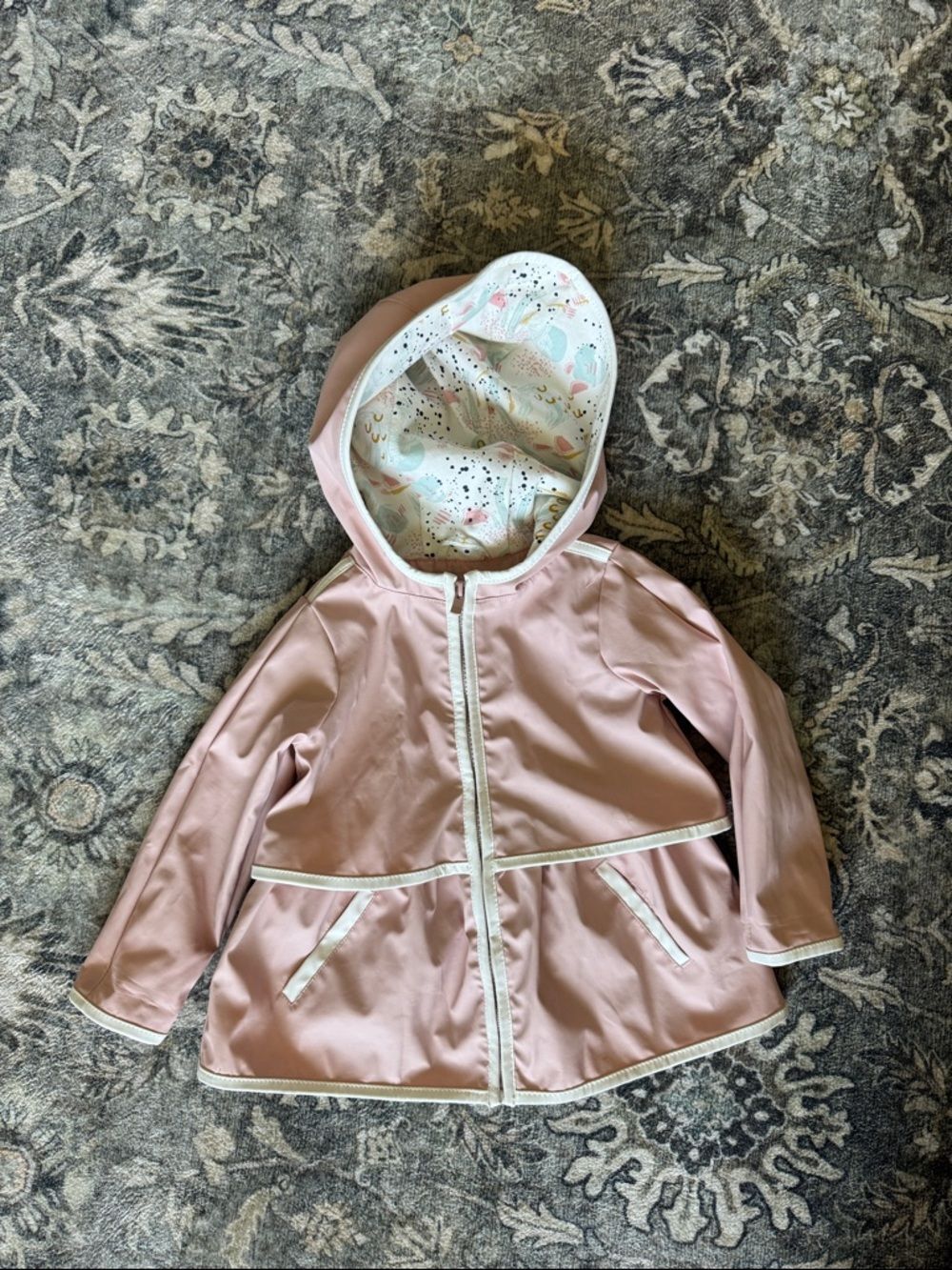 Cynthia Rowley Baby Girls' Pink Hooded Rain Jacket with Printed Lining